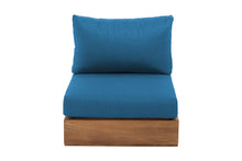 Pacific Teak Outdoor Armless Chair. Sunbrella Cushion