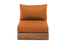 Pacific Teak Outdoor Armless Chair. Sunbrella Cushion