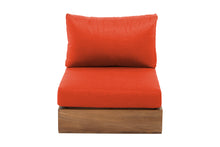 Pacific Teak Outdoor Armless Chair. Sunbrella Cushion