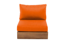 Pacific Teak Outdoor Armless Chair. Sunbrella Cushion