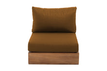 Pacific Teak Outdoor Armless Chair. Sunbrella Cushion