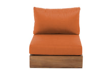 Pacific Teak Outdoor Armless Chair. Sunbrella Cushion