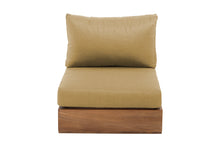 Pacific Teak Outdoor Armless Chair. Sunbrella Cushion