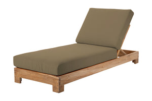 Set of 2 Pacific Teak Outdoor Chaise Lounger. Sunbrella Cushion.