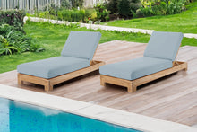 Set of 2 Pacific Teak Outdoor Chaise Lounger. Sunbrella Cushion.