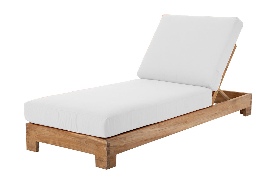 Set of 2 Pacific Teak Outdoor Chaise Lounger. Sunbrella Cushion.