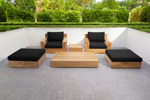 6 pc Pacific Teak Club Chair Chat Group with Coffee and End Table. Sunbrella Cushion.