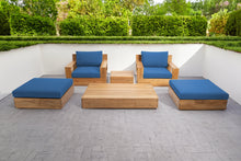 6 pc Pacific Teak Club Chair Chat Group with Coffee and End Table. Sunbrella Cushion.