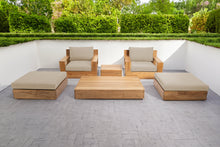 6 pc Pacific Teak Club Chair Chat Group with Coffee and End Table. Sunbrella Cushion.