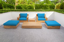 6 pc Pacific Teak Club Chair Chat Group with Coffee and End Table. Sunbrella Cushion.