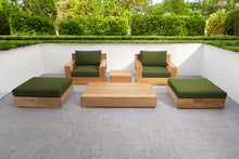 6 pc Pacific Teak Club Chair Chat Group with Coffee and End Table. Sunbrella Cushion.