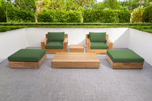 6 pc Pacific Teak Club Chair Chat Group with Coffee and End Table. Sunbrella Cushion.