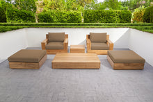 6 pc Pacific Teak Club Chair Chat Group with Coffee and End Table. Sunbrella Cushion.