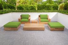 6 pc Pacific Teak Club Chair Chat Group with Coffee and End Table. Sunbrella Cushion.