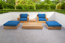 6 pc Pacific Teak Club Chair Chat Group with Coffee and End Table. Sunbrella Cushion.