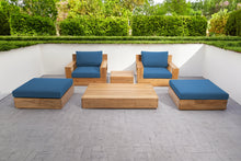 6 pc Pacific Teak Club Chair Chat Group with Coffee and End Table. Sunbrella Cushion.