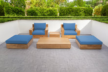 6 pc Pacific Teak Club Chair Chat Group with Coffee and End Table. Sunbrella Cushion.