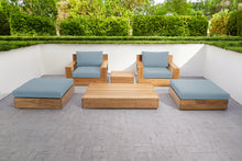 6 pc Pacific Teak Club Chair Chat Group with Coffee and End Table. Sunbrella Cushion.