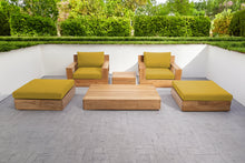 6 pc Pacific Teak Club Chair Chat Group with Coffee and End Table. Sunbrella Cushion.