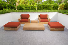 6 pc Pacific Teak Club Chair Chat Group with Coffee and End Table. Sunbrella Cushion.