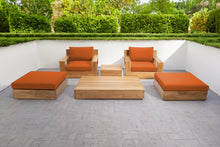 6 pc Pacific Teak Club Chair Chat Group with Coffee and End Table. Sunbrella Cushion.