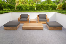 6 pc Pacific Teak Club Chair Chat Group with Coffee and End Table. Sunbrella Cushion.