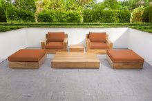 6 pc Pacific Teak Club Chair Chat Group with Coffee and End Table. Sunbrella Cushion.