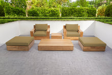 6 pc Pacific Teak Club Chair Chat Group with Coffee and End Table. Sunbrella Cushion.