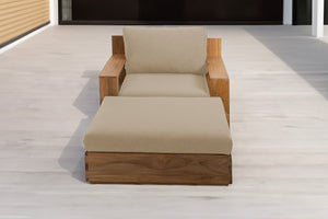Pacific Teak Club Chair w/ Ottoman. Sunbrella Cushion.