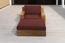 Pacific Teak Club Chair w/ Ottoman. Sunbrella Cushion.
