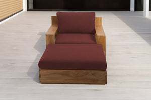 Pacific Teak Club Chair w/ Ottoman. Sunbrella Cushion.