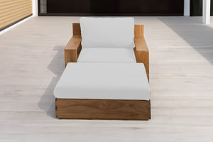 Pacific Teak Club Chair w/ Ottoman. Sunbrella Cushion.