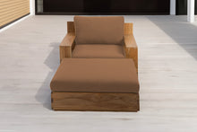 Pacific Teak Club Chair w/ Ottoman. Sunbrella Cushion.