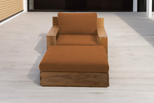 Pacific Teak Club Chair w/ Ottoman. Sunbrella Cushion.