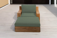 Pacific Teak Club Chair w/ Ottoman. Sunbrella Cushion.