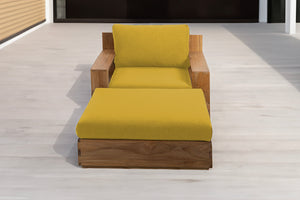 Pacific Teak Club Chair w/ Ottoman. Sunbrella Cushion.