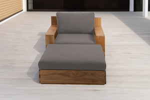 Pacific Teak Club Chair w/ Ottoman. Sunbrella Cushion.