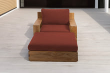 Pacific Teak Club Chair w/ Ottoman. Sunbrella Cushion.