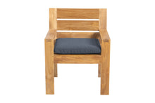 Set of 2 Pacific Teak Outdoor Dining Arm Chair. Sunbrella Cushion