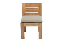 Set of 2 Pacific Teak Outdoor Dining Armless Chair. Sunbrella Cushion