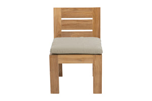 Set of 2 Pacific Teak Outdoor Dining Armless Chair. Sunbrella Cushion