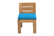 Set of 2 Pacific Teak Outdoor Dining Armless Chair. Sunbrella Cushion