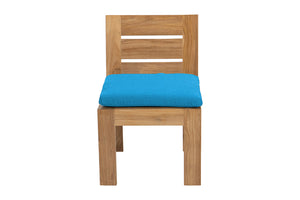 Set of 2 Pacific Teak Outdoor Dining Armless Chair. Sunbrella Cushion