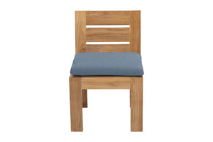 Set of 2 Pacific Teak Outdoor Dining Armless Chair. Sunbrella Cushion