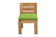 Set of 2 Pacific Teak Outdoor Dining Armless Chair. Sunbrella Cushion