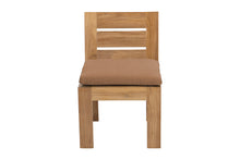 Set of 2 Pacific Teak Outdoor Dining Armless Chair. Sunbrella Cushion