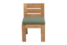 Set of 2 Pacific Teak Outdoor Dining Armless Chair. Sunbrella Cushion