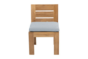 Set of 2 Pacific Teak Outdoor Dining Armless Chair. Sunbrella Cushion