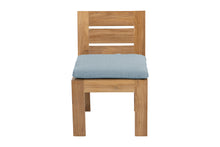 Set of 2 Pacific Teak Outdoor Dining Armless Chair. Sunbrella Cushion