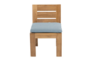 Set of 2 Pacific Teak Outdoor Dining Armless Chair. Sunbrella Cushion